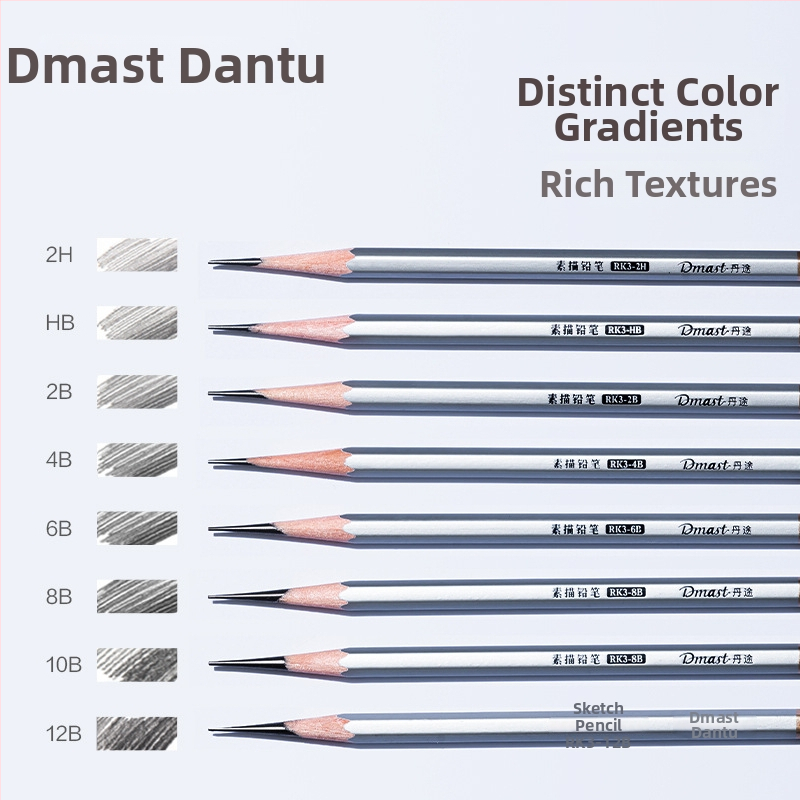 Deli RK3-2B Dantu молив за скици, шестограден дървен корпус, 2B графит, 12 бр./кутия