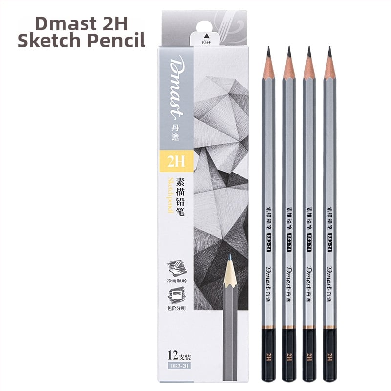 Deli RK3-2B Dantu молив за скици, шестограден дървен корпус, 2B графит, 12 бр./кутия