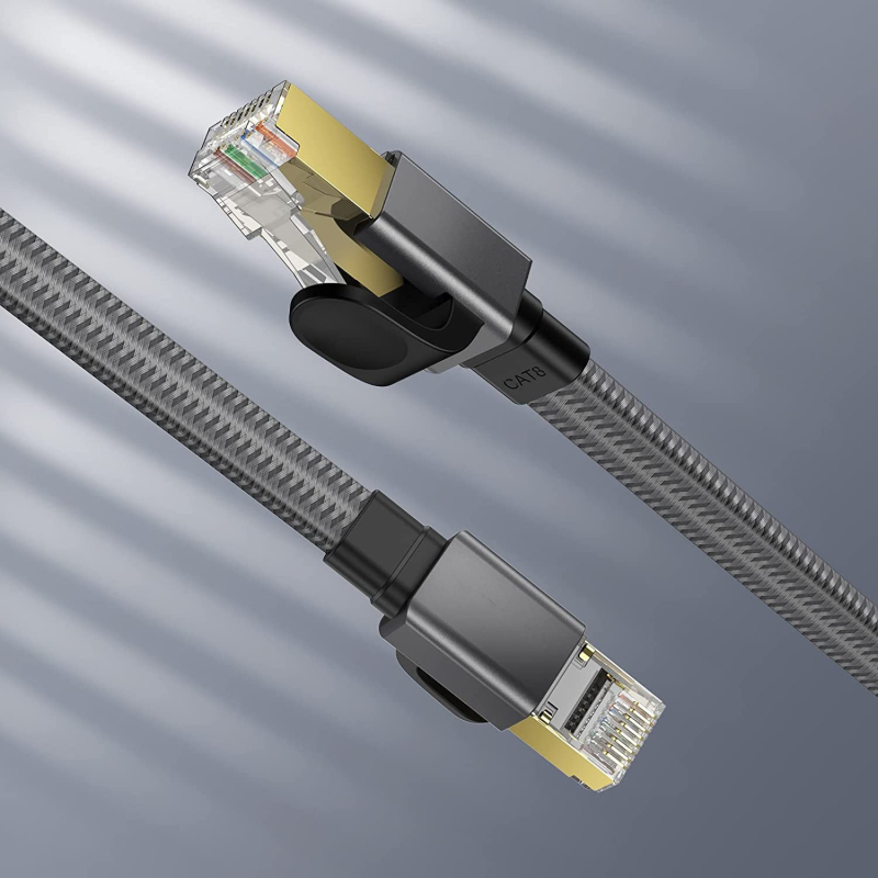 Cat8 επίπεδο καλώδιο δικτύου, 5 m, RJ45, 10 Gbps, αγωγός χαλκού