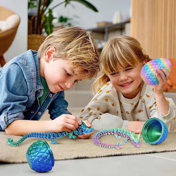 3D ispisano kristalno jaje zmaja s pokretnim zglobovima – ukrasna figura zmaja, PLA materijal