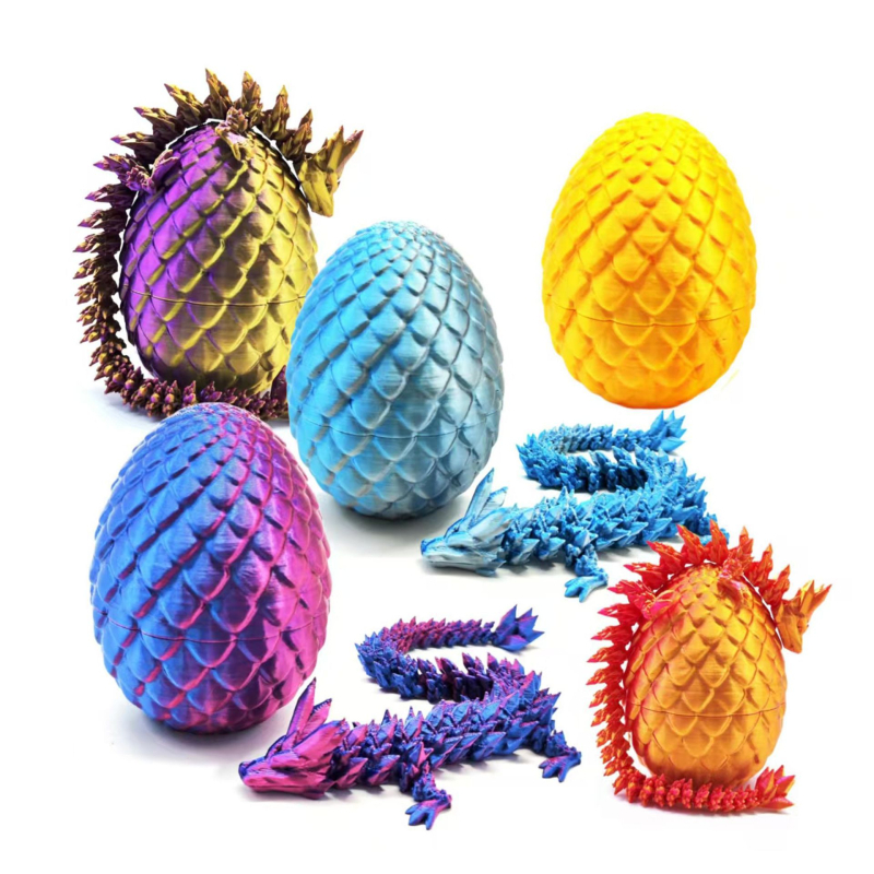 3D ispisano kristalno jaje zmaja s pokretnim zglobovima – ukrasna figura zmaja, PLA materijal