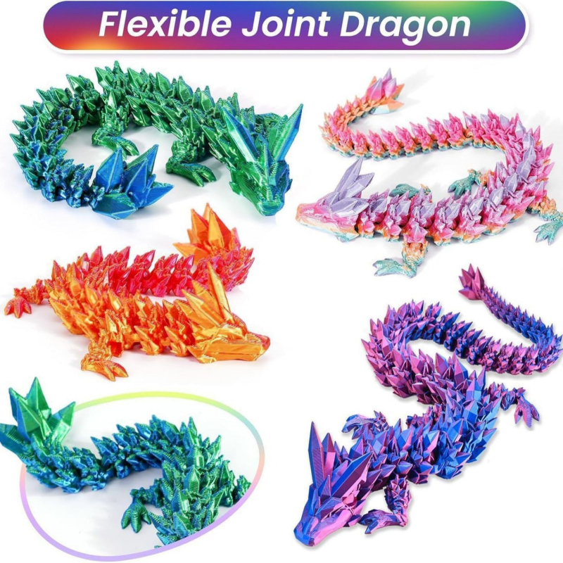 3D ispisano kristalno jaje zmaja s pokretnim zglobovima – ukrasna figura zmaja, PLA materijal