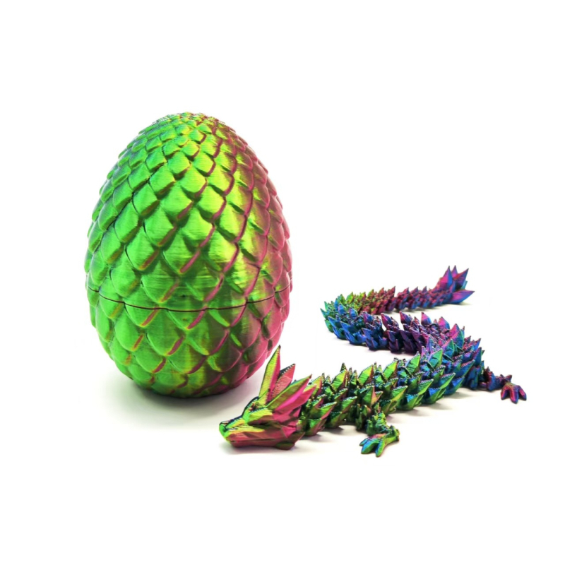 3D ispisano kristalno jaje zmaja s pokretnim zglobovima – ukrasna figura zmaja, PLA materijal