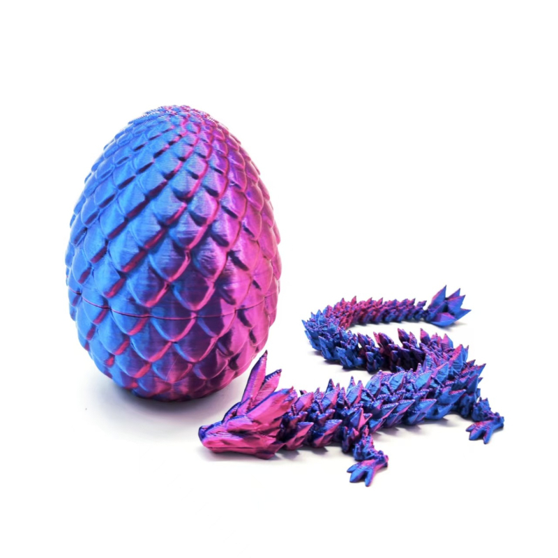 3D ispisano kristalno jaje zmaja s pokretnim zglobovima – ukrasna figura zmaja, PLA materijal