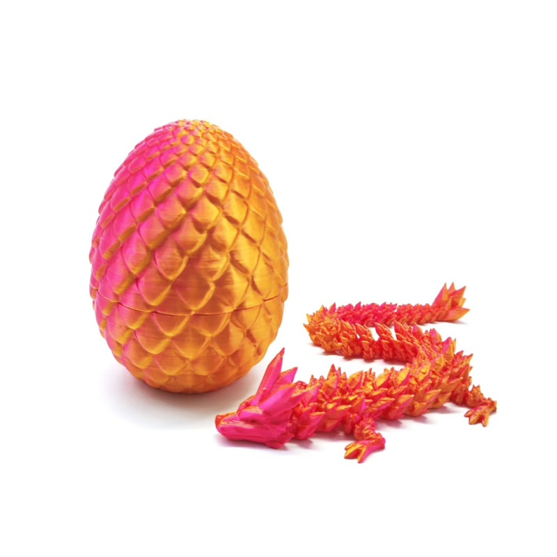 3D ispisano kristalno jaje zmaja s pokretnim zglobovima – ukrasna figura zmaja, PLA materijal