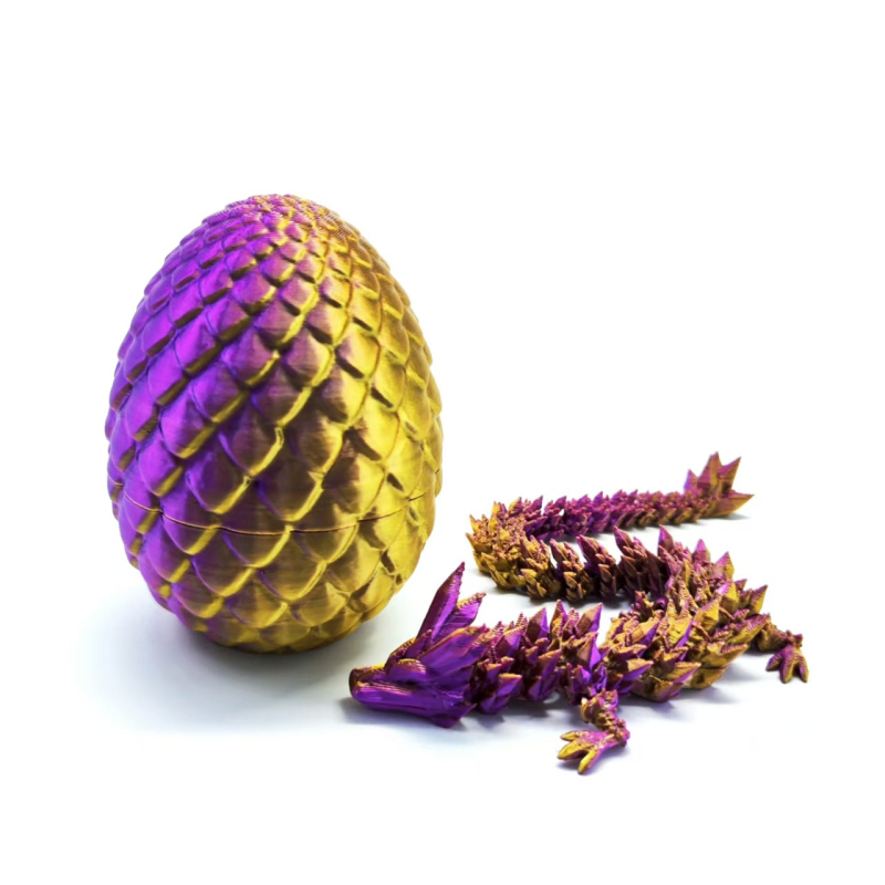 3D ispisano kristalno jaje zmaja s pokretnim zglobovima – ukrasna figura zmaja, PLA materijal