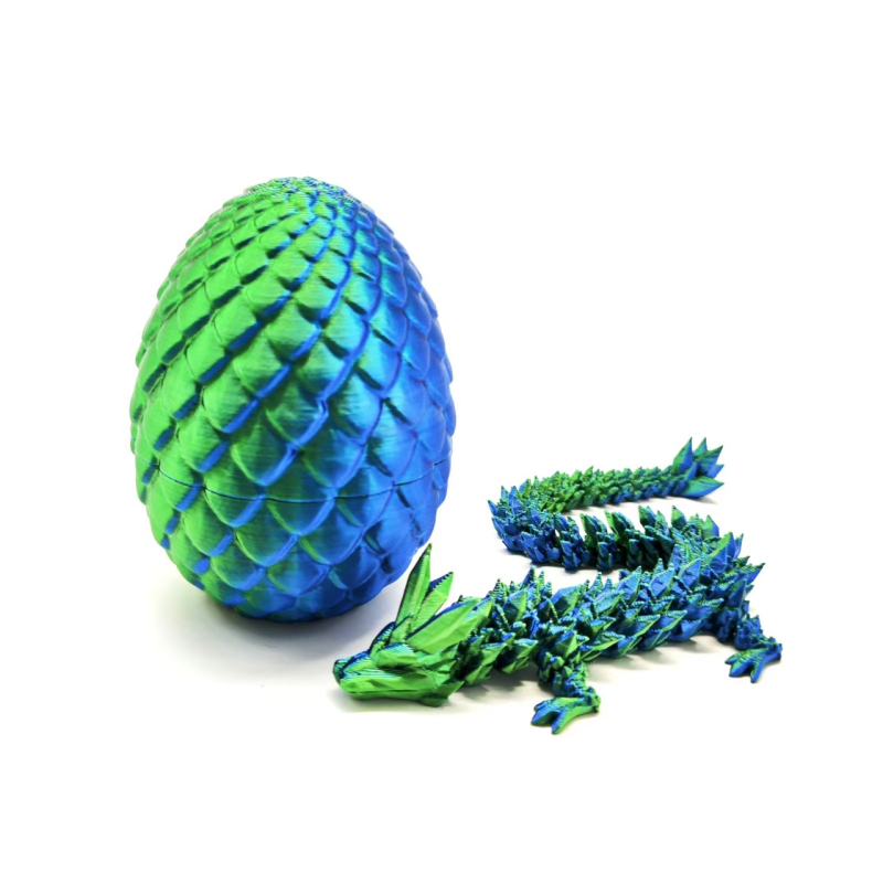 3D ispisano kristalno jaje zmaja s pokretnim zglobovima – ukrasna figura zmaja, PLA materijal