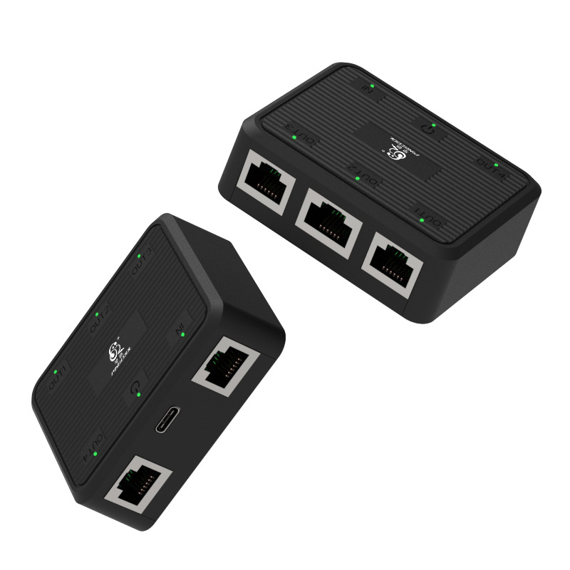 Ethernet prekidač/razdjelnik 1x4, model CH511, marka Gool pin, RJ45, kabel 1 m, podržava udaljeno buđenje i upravljanje napajanjem, za TV kabel