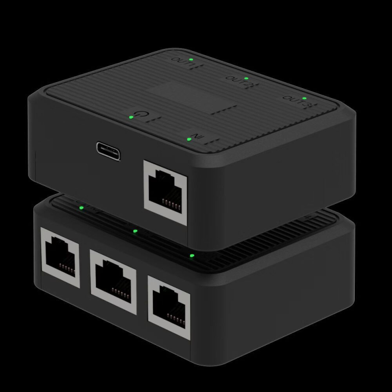 Ethernet prekidač/razdjelnik 1x4, model CH511, marka Gool pin, RJ45, kabel 1 m, podržava udaljeno buđenje i upravljanje napajanjem, za TV kabel