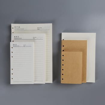 Nucleu interior loose-leaf pentru caiet: pagini cu grilă și linii Cornell, 6 sau 9 găuri, 100/96 foi, logo tipărit, personalizare disponibilă