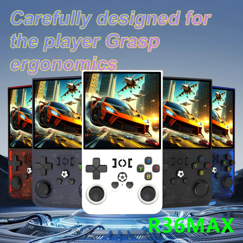 Consolă portabilă de jocuri Open-Source R36MAX, compatibil GBA/PSP, joystick dublu, Android OS, 64–128GB stocare