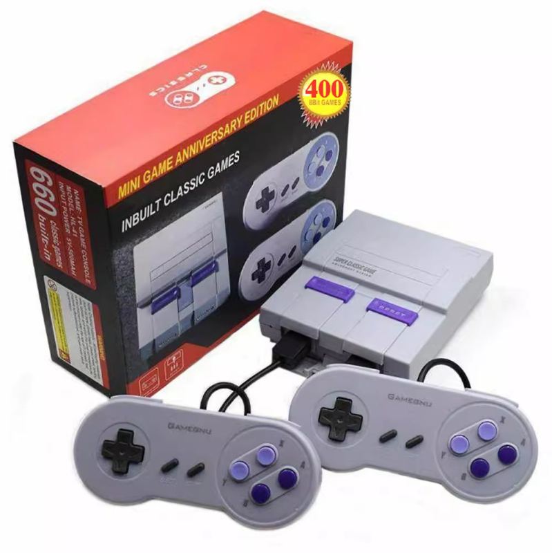 Mini consolă de jocuri pentru TV, cu 400 de jocuri SFC încorporate, stil 8-bit SNES, ieșire HDMI, 256MB memorie, 2 jucători
