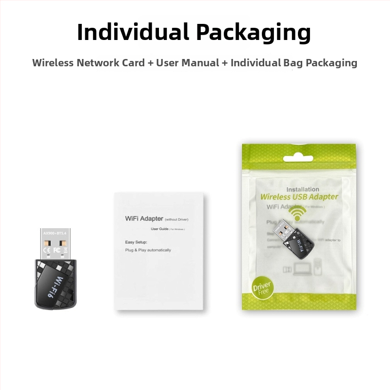 Wi‑Fi 6 bez ovládačov USB bezdrôtová sieťová karta Bluetooth 5.4, 900 Mbps, dvojpásmové 2,4/5 GHz, USB prijímač‑vysielač (AX913B)