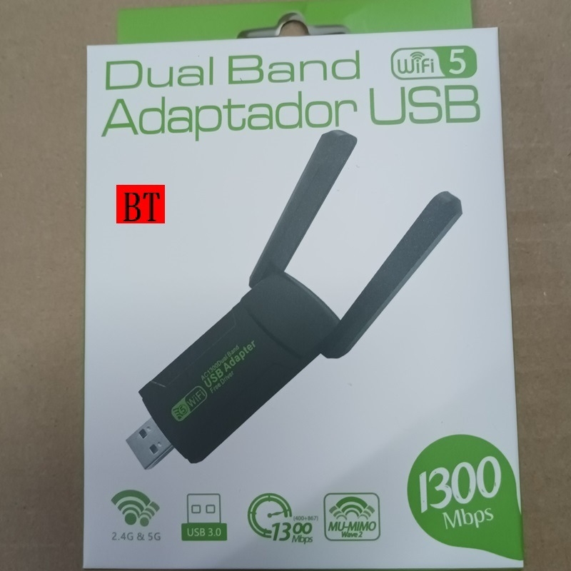 Cardă de rețea wireless USB, fără driver, dual-band 1300 Mbps, 2,4 GHz/5 GHz, interfață USB, suport 802.11b/g/n