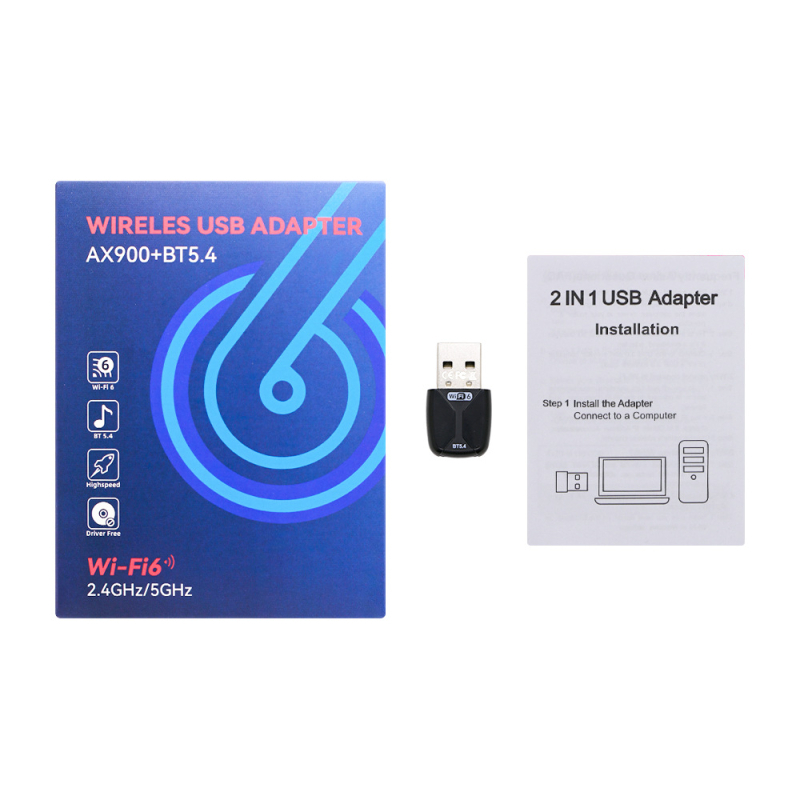 AX920 USB WiFi 6 fără driver, adaptor dual-band 2,4/5 GHz cu Bluetooth 5.4 (2 în 1)