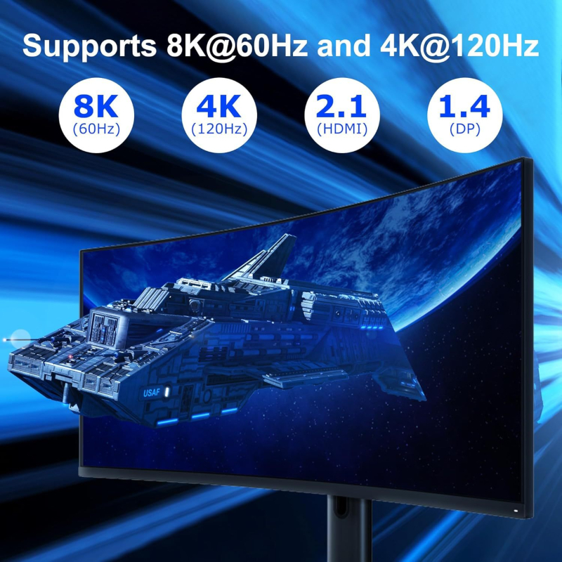 HDMI/DP KVM prekidač, 2 ulaza, 3 izlaza, hibridni KVM za dijeljenje tipkovnice i miša između 2 računala, 3 zaslona, podrška 8K60Hz unatrag