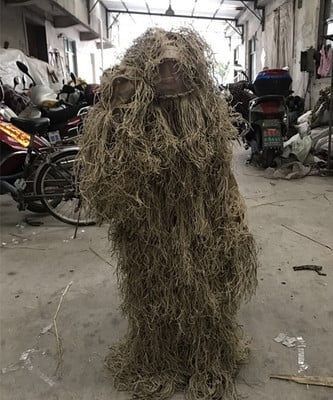 Dječji petodijelni kamuflažni ghillie taktički komplet, lanena tkanina; brzo sušenje, prozračan, UV zaštita, otporan na vjetar