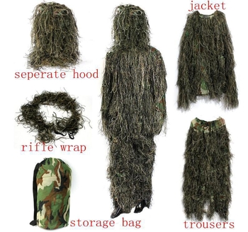Dječji petodijelni kamuflažni ghillie taktički komplet, lanena tkanina; brzo sušenje, prozračan, UV zaštita, otporan na vjetar