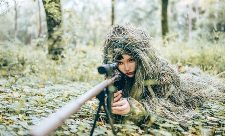 Dječji petodijelni kamuflažni ghillie taktički komplet, lanena tkanina; brzo sušenje, prozračan, UV zaštita, otporan na vjetar