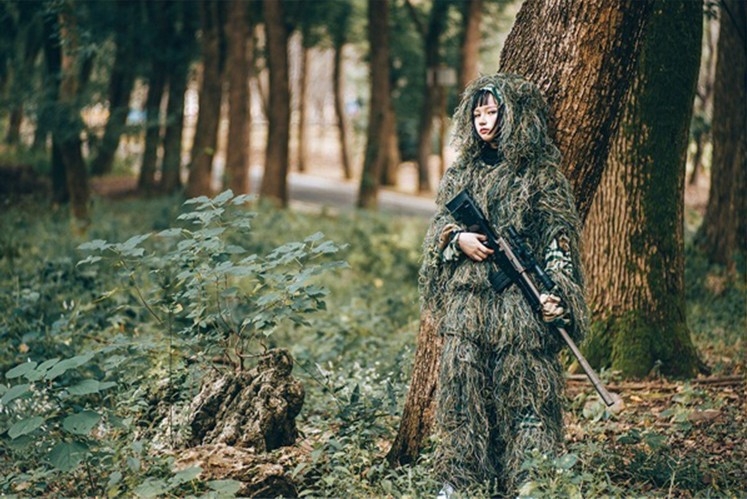 Dječji petodijelni kamuflažni ghillie taktički komplet, lanena tkanina; brzo sušenje, prozračan, UV zaštita, otporan na vjetar