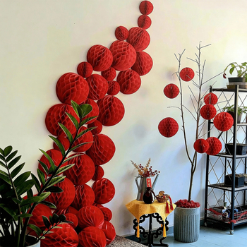 Decor de fundal cu felinare din hârtie – decor festiv pentru Festivalul Primăverii, accesorii pentru aranjarea scenei Laiyue (Model ZH979-75ZS-DL)