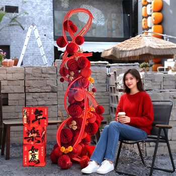 Decor de fundal cu felinare din hârtie – decor festiv pentru Festivalul Primăverii, accesorii pentru aranjarea scenei Laiyue (Model ZH979-75ZS-DL)