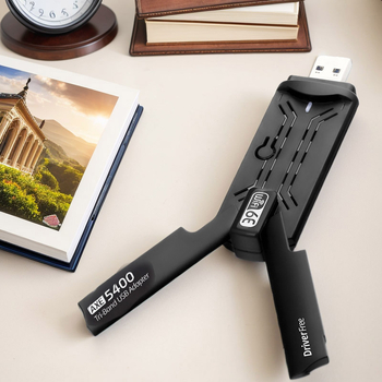 AX5400M Bežična USB mrežna kartica WiFi 6 za laptop/desktop — bez drajvera, 5400 Mbps, trokanalni transmiter/prijemnik