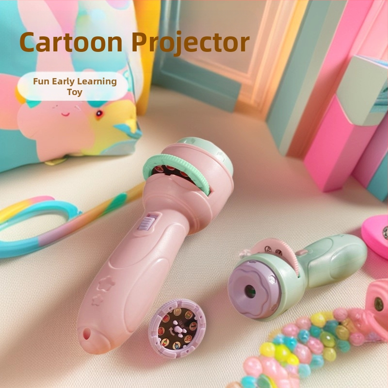 Dječja LED projekcijska svjetiljka-igrač s edukacijskim funkcijama za prepoznavanje znakova; plastična konstrukcija, za djecu 4–6 godina