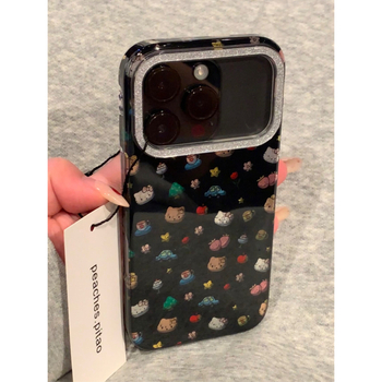 Калъф за телефон в твид стил с котешки мультяшен дизайн, силикон, защита от изпускане, релефен дизайн