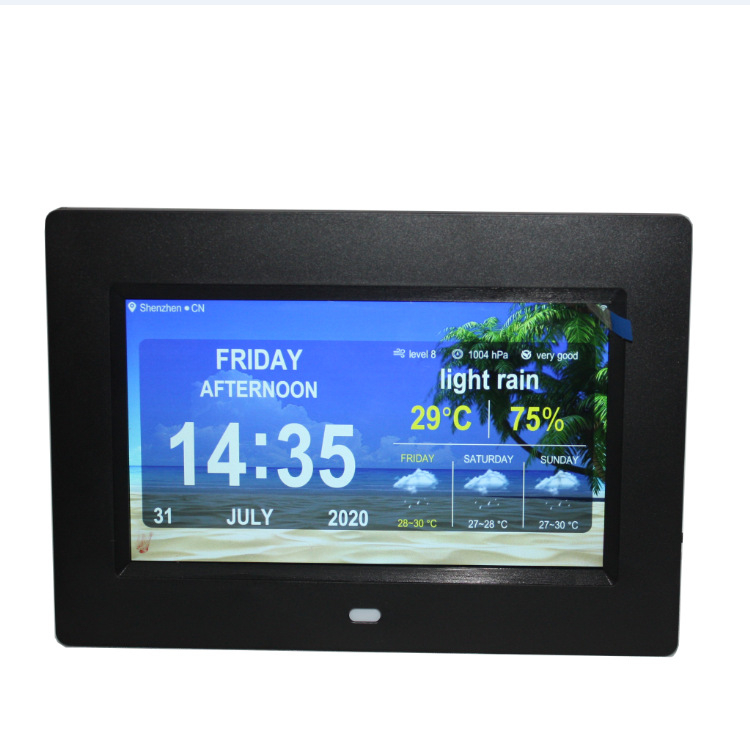 Дигитална фоторамка с WiFi, 1024x600 резолюция, поддръжка на SD/USB/MMC карти, възпроизвеждане на видео 720p, възпроизвеждане на музика, напомняне за лекарства