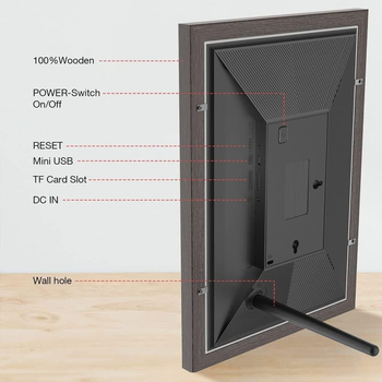 Ramă digitală foto cu touchscreen, 32GB, Wi‑Fi, ecran HD 1280x800, suport card TF