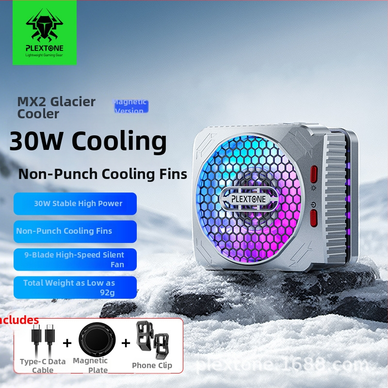 Plextone MX2 Mobilný herný chladič – 30W polovodičové chladenie, rýchle chladenie, stabilná snímková frekvencia, Type-C rozhranie