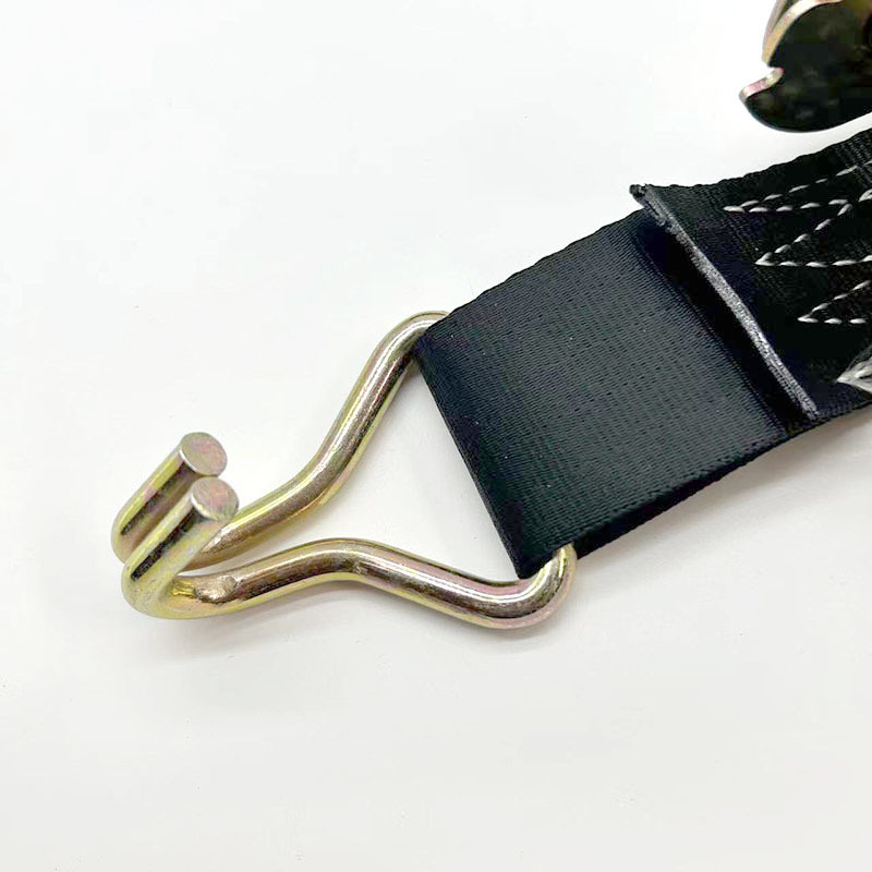 Autóbiztonsági öv feszítő heveder – Poliészter; Személyre szabható hossz; Manuális feszítő mechanizmus; 5 tonnás terhelhetőség; Kötél szélessége 4,8 cm