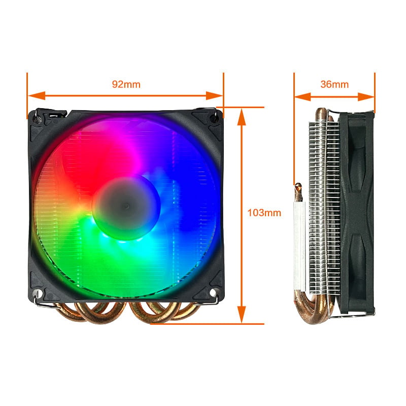 Haomingtai CPU hladnjak, 4 toplinske cijevi, zračno hlađenje, bakar-aluminijska legura, brzina 800-2800 rpm