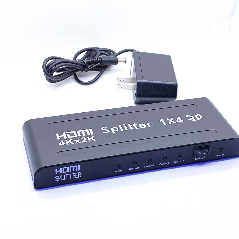 HDMI splitter 1x4 cu sursă de alimentare, 4Kx2K, distribuție 1 la 4 pentru afișare simultană