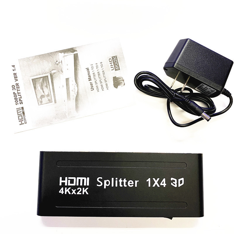 HDMI splitter 1x4 cu sursă de alimentare, 4Kx2K, distribuție 1 la 4 pentru afișare simultană