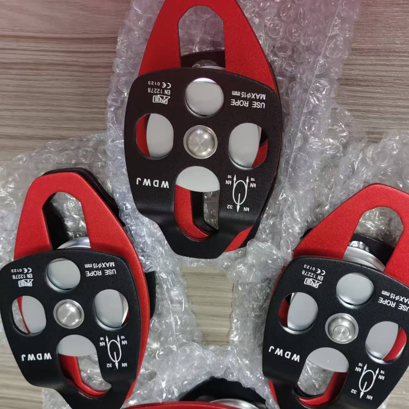 Dvodijelni kladkasti sustav za vanjsku spašavanje, s bočnom pločom i ležajevima na osi, za planinarenje i penjanje