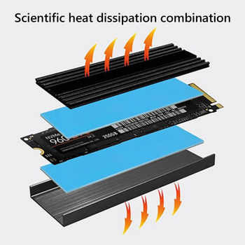 HS-001 aluminijski hladnjak za SSD, kompatibilan s M.2 2280 NVMe, s protukliznim dizajnom