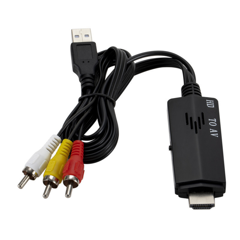 Adaptor HDMI către AV cu ieșiri RCA, 1080P, cablu de 1,1 m, suport pentru gestionarea alimentării