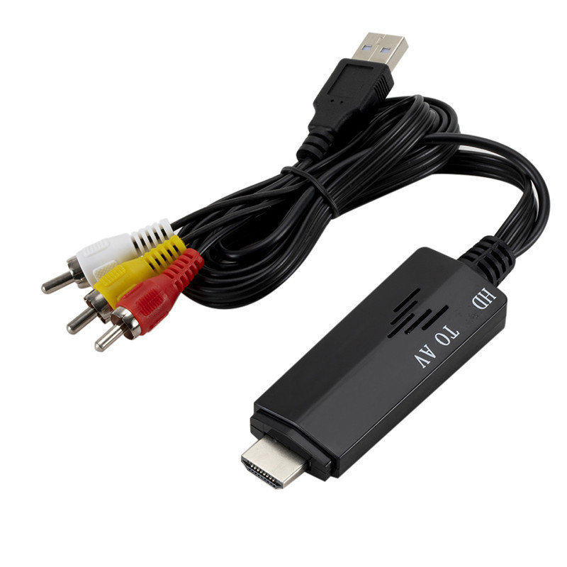 Adaptor HDMI către AV cu ieșiri RCA, 1080P, cablu de 1,1 m, suport pentru gestionarea alimentării