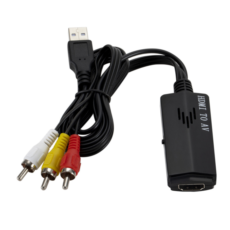 Adaptor HDMI către AV cu ieșiri RCA, 1080P, cablu de 1,1 m, suport pentru gestionarea alimentării