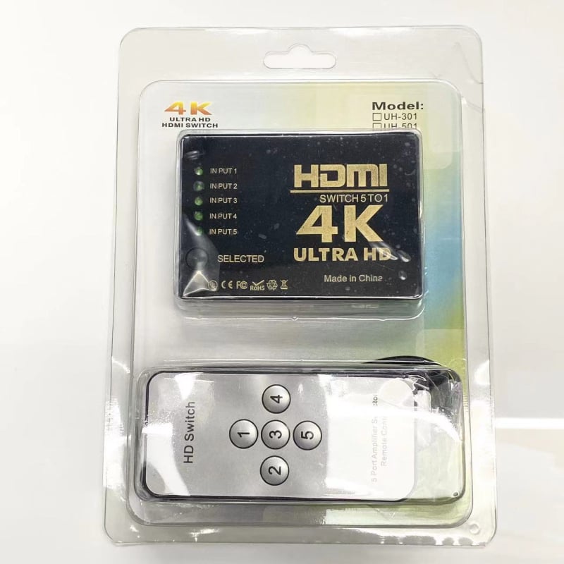 HDMI prekidač 5x1, 4K 30 Hz, s daljinskim upravljačem