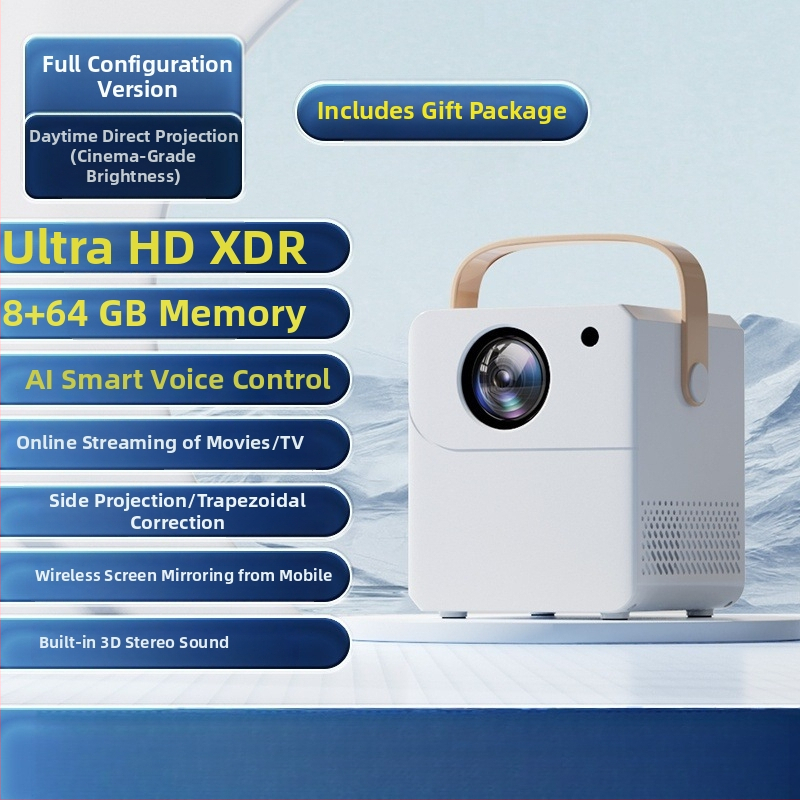 Inteligentný domáci projektor, Ultra HD domáce kino, projekcia na stenu s Wi‑Fi, ochrana zraku