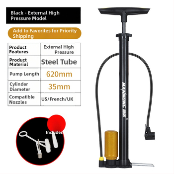 MN-098 Ručná pumpa z nehrdzavejúcej ocele, vysokotlakový inflátor pre bicykle a malé autá