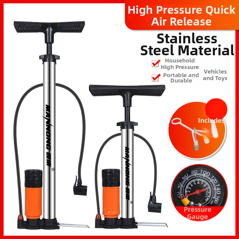 MN-098 Ručná pumpa z nehrdzavejúcej ocele, vysokotlakový inflátor pre bicykle a malé autá