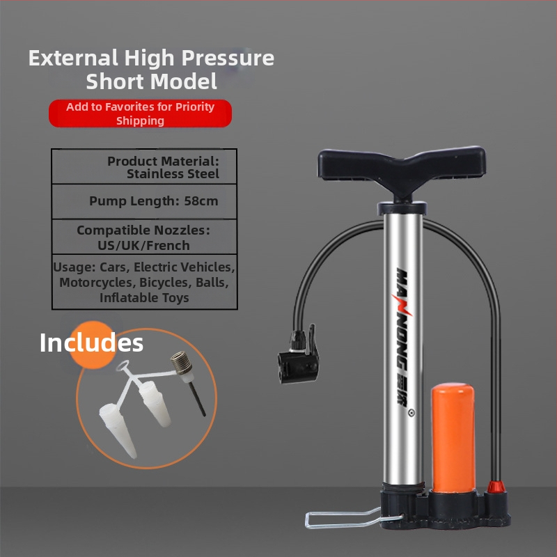 MN-098 Ručná pumpa z nehrdzavejúcej ocele, vysokotlakový inflátor pre bicykle a malé autá