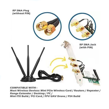 Безжичен рутер с омнинасочена антена с високоефективен усилвател, външна настолна антена, двойна лента 2.4/5.8 GHz