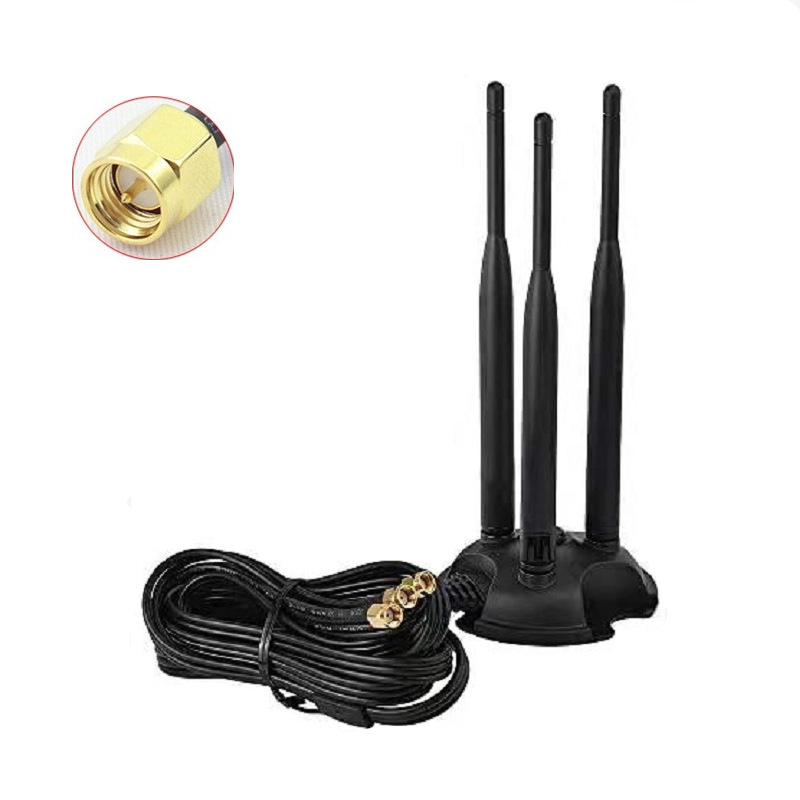 Безжичен рутер с омнинасочена антена с високоефективен усилвател, външна настолна антена, двойна лента 2.4/5.8 GHz