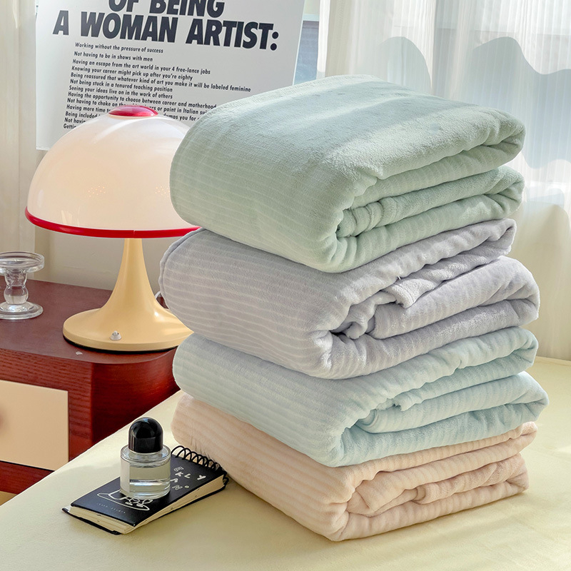 Set de pat 3 piese din velur de lapte, greutate 500–799 g, model cu dungi, imprimare reactiva