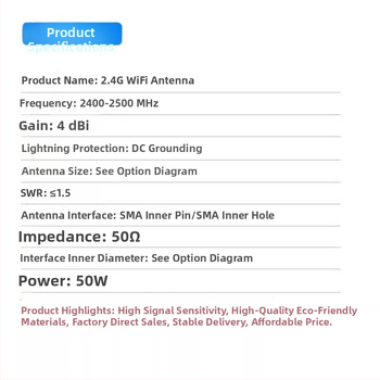 Vonkajšia gumová tyčová 2,4 GHz anténa pre inteligentný domov, tlačidlová anténa, Bluetooth/Wi‑Fi router a sieťová karta